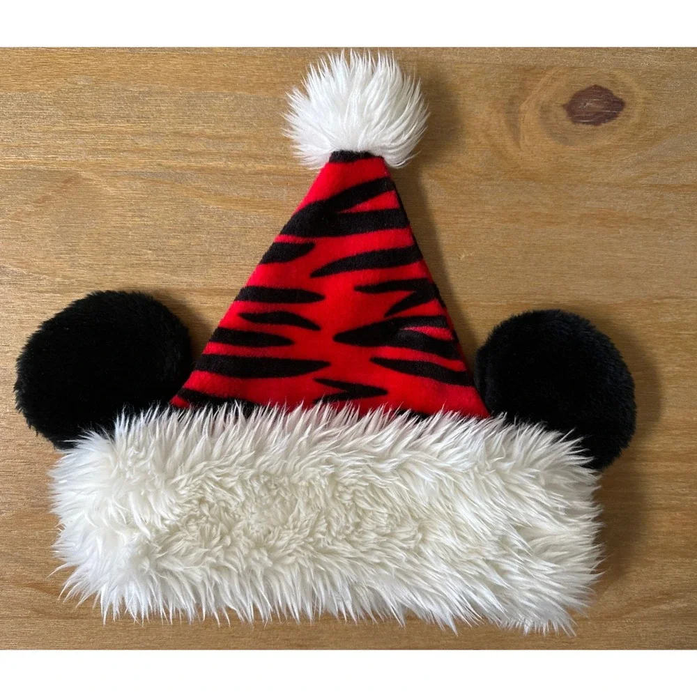 RARE Vintage Walt Disney World‎ Mickey Ears Santa Hat Zebra Animal Kingdom Youth